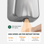 ANYDRY IronStorm Electric Hand Dryers for Bathrooms Commercial HEPA Filter High-Speed Brushed Stainless Steel Cover AC100–130V,Model AD2815